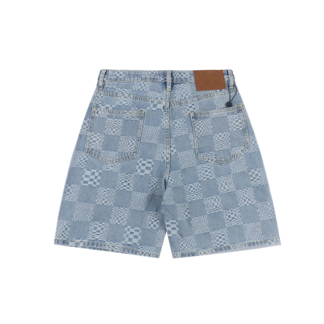 Louis Vuitton/路易威登 1V 25SS 棋盘格提花牛仔短裤