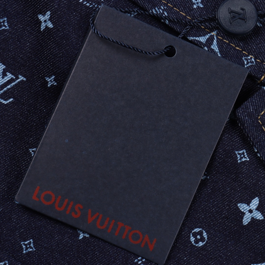 Louis Vuitton路易威登 1V 25SS 阴影老花满印牛仔短袖衬衫