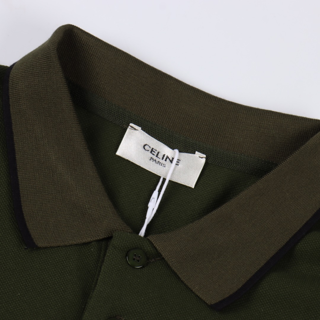 CELINE/赛琳 经典凯旋门小标刺绣短袖Polo衫 白色 绿色-Top High Quatity Cheap Sneakers Fashion Clothing Clothes Bags handbags Shoes of all Brand wholesale With The best Quality And Beautiful Price from China Factory Chinese suppliers wholesaler seller CELINE/赛琳 经典凯旋门小标刺绣短袖Polo衫 白色 绿色