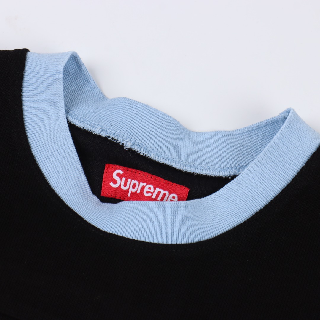 Supreme SS25 WEEK8 Split S/S Football Top 拼接图案罗纹圆领短袖