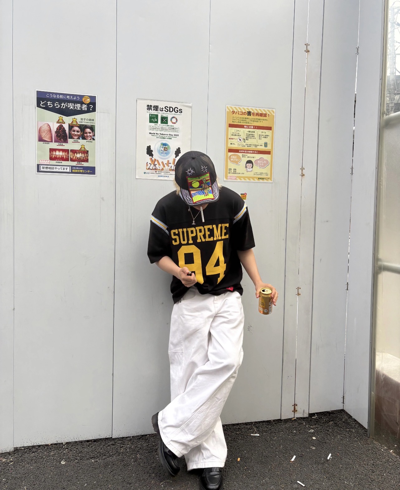 Supreme SS25 WEEK8 Split S/S Football Top 拼接图案罗纹圆领短袖 上身效果#