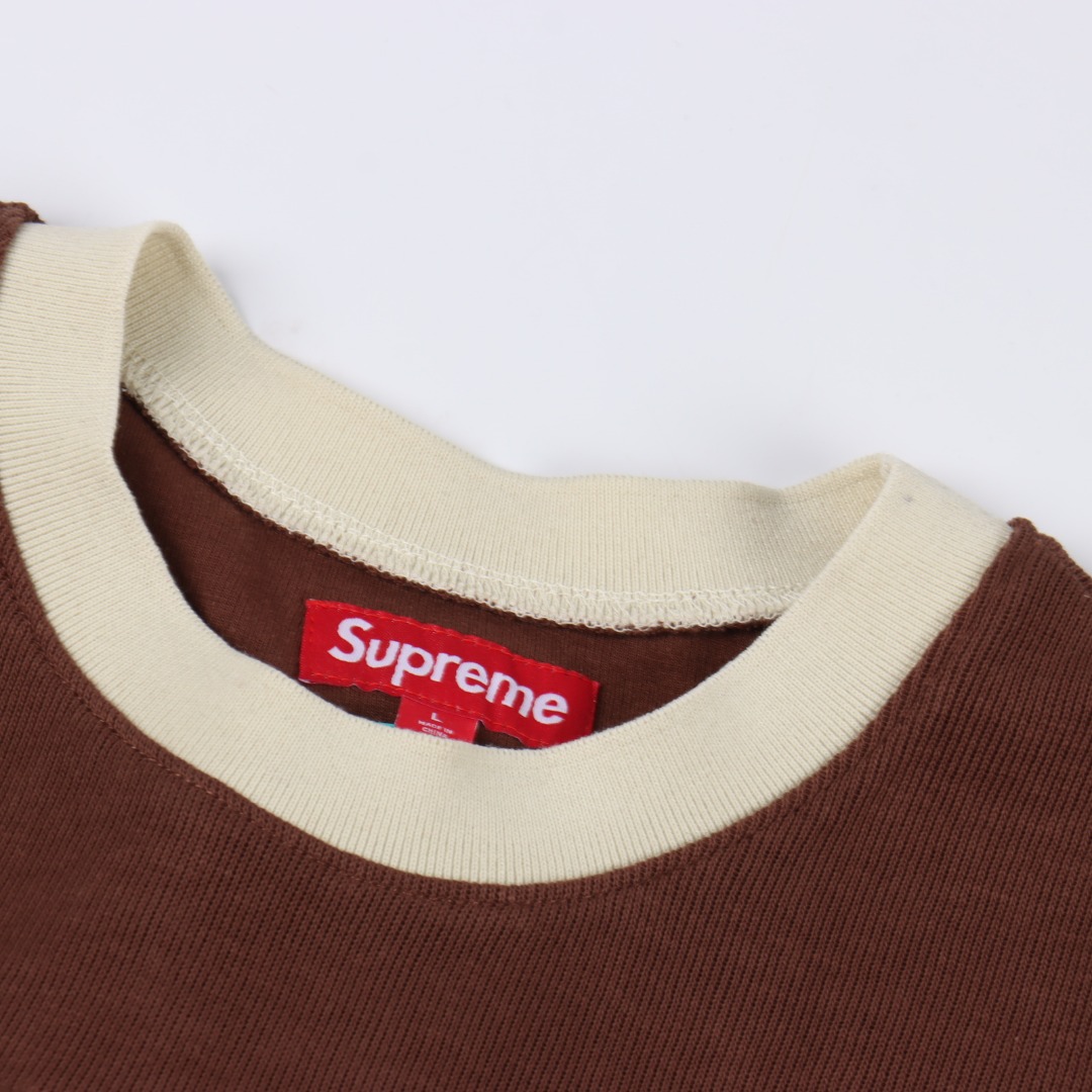 Supreme SS25 WEEK8 Split S/S Football Top 拼接图案罗纹圆领短袖