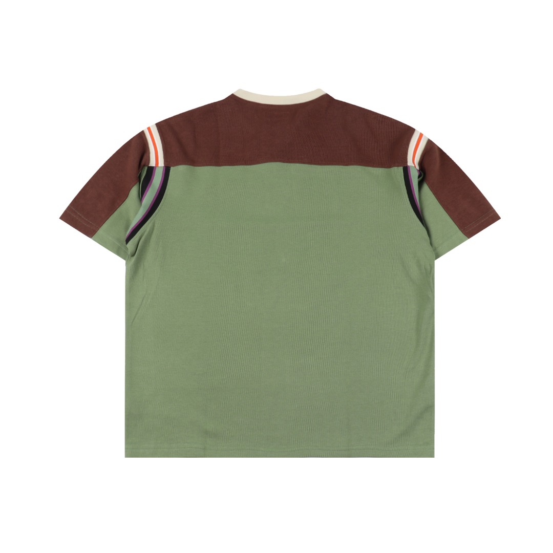 Supreme SS25 WEEK8 Split S/S Football Top 拼接图案罗纹圆领短袖