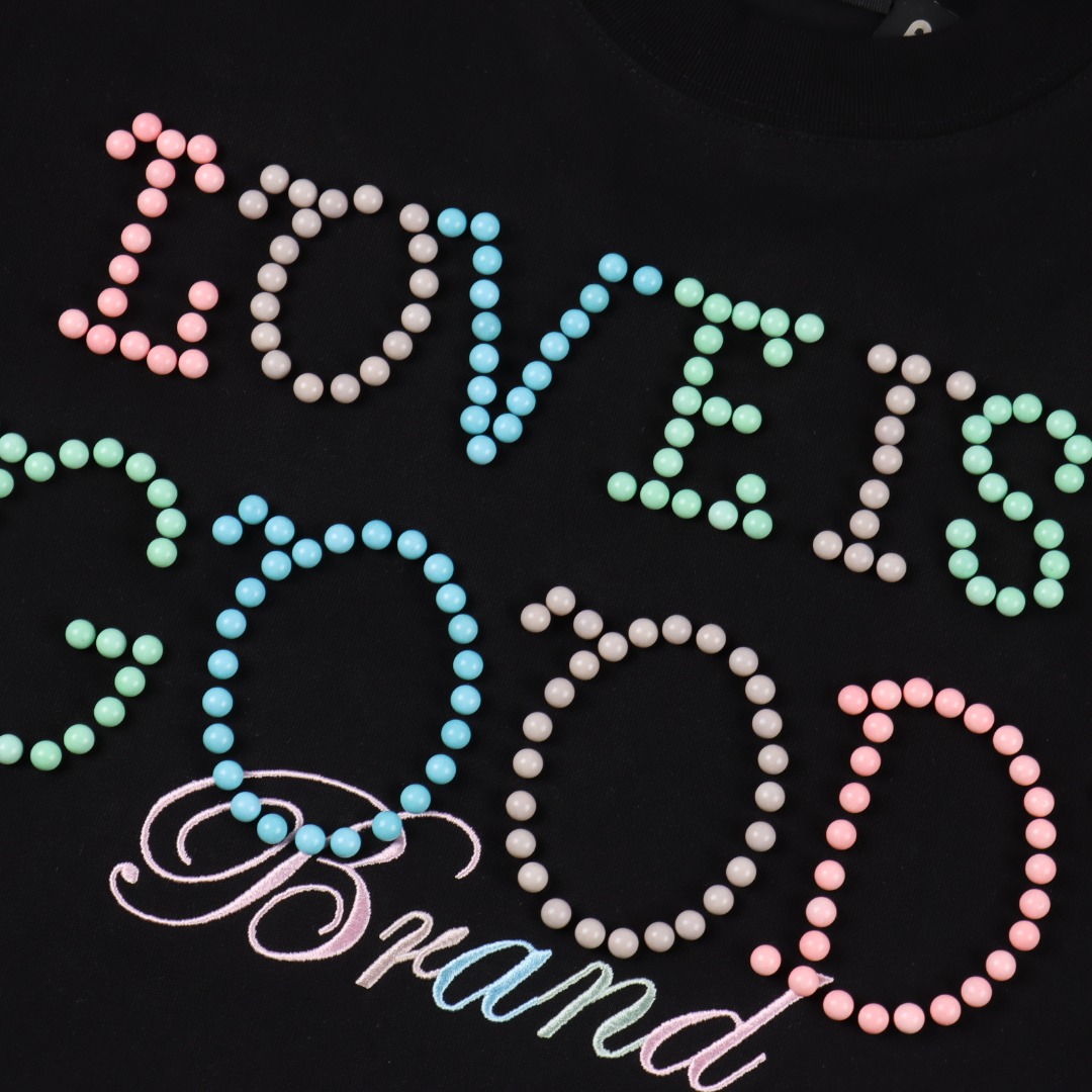 GOODBRAND 2025SS LOVE IS GOOD限定马卡龙彩色珍珠标语时尚短袖T恤