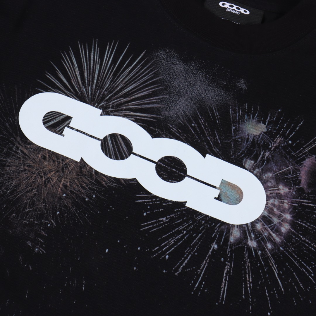 GOODBRAND SS25 烟花LOGO 短袖T恤黑色
