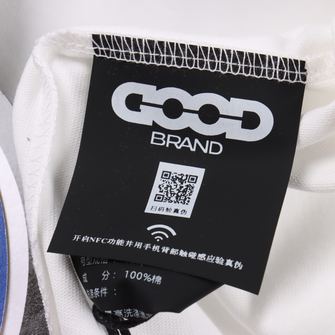 GOODBRAND 纯色珍珠LOGO 短袖T恤 男女同款 350克重面料 白色