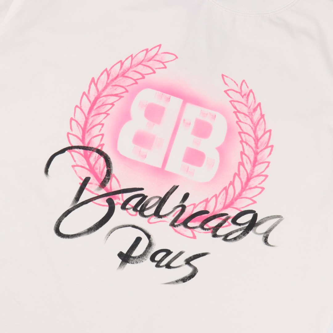 Balenciga/巴黎世家 手绘麦穗图案圆领短袖T恤