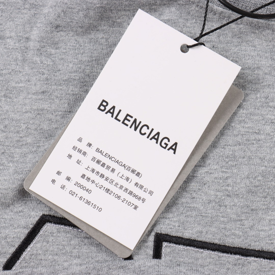 Balenciga/巴黎世家 C E O 贴布刺绣短袖T恤