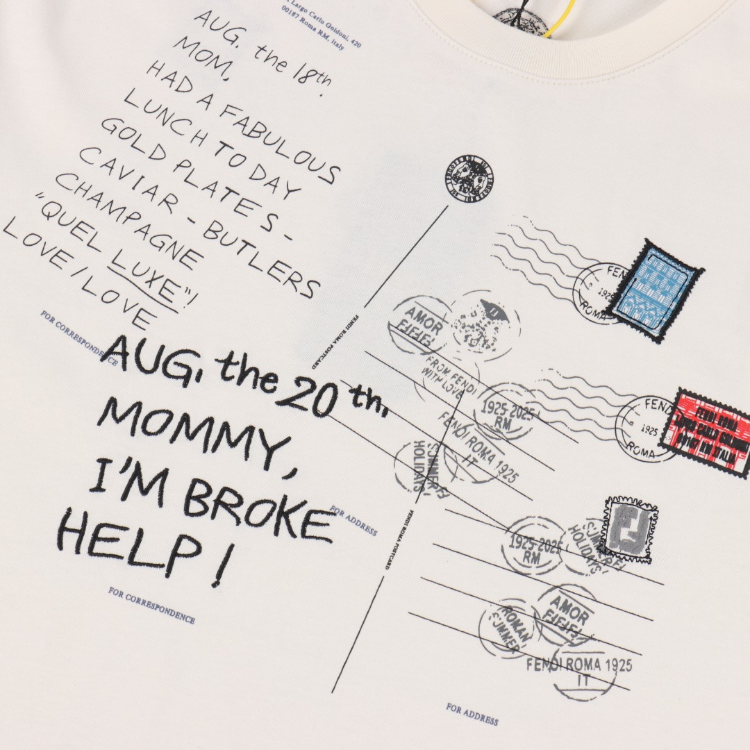 FENDI/芬迪 邮票印章圆领短袖