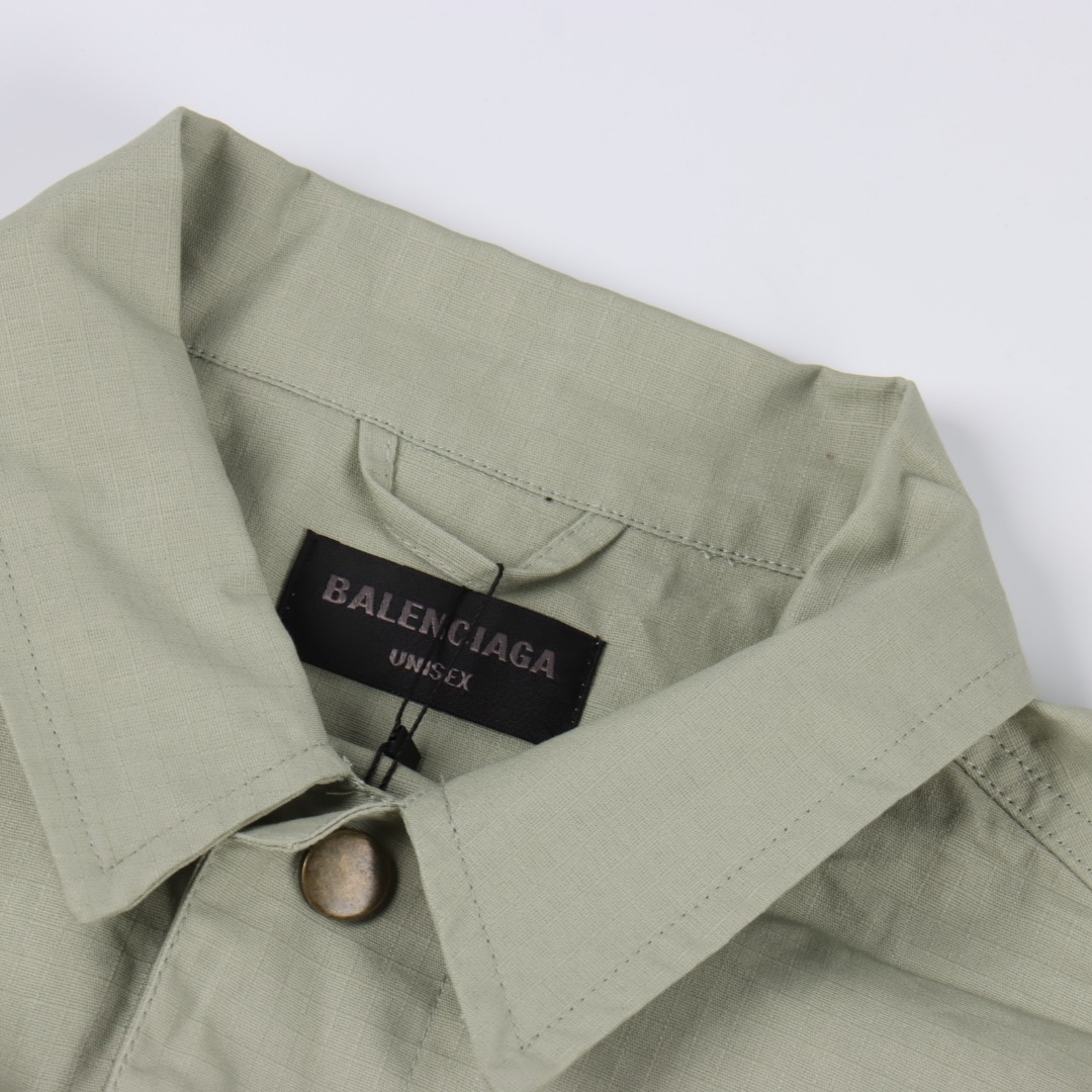 Balenciaga/巴黎世家 BLCG 25FW 单排工装衬衫外套 黑色/绿色