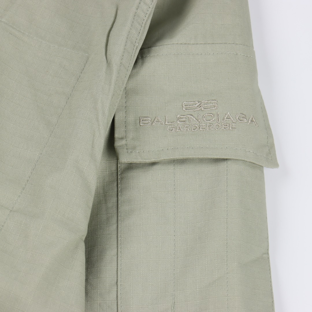 Balenciaga/巴黎世家 BLCG 25FW 单排工装衬衫外套 黑色/绿色