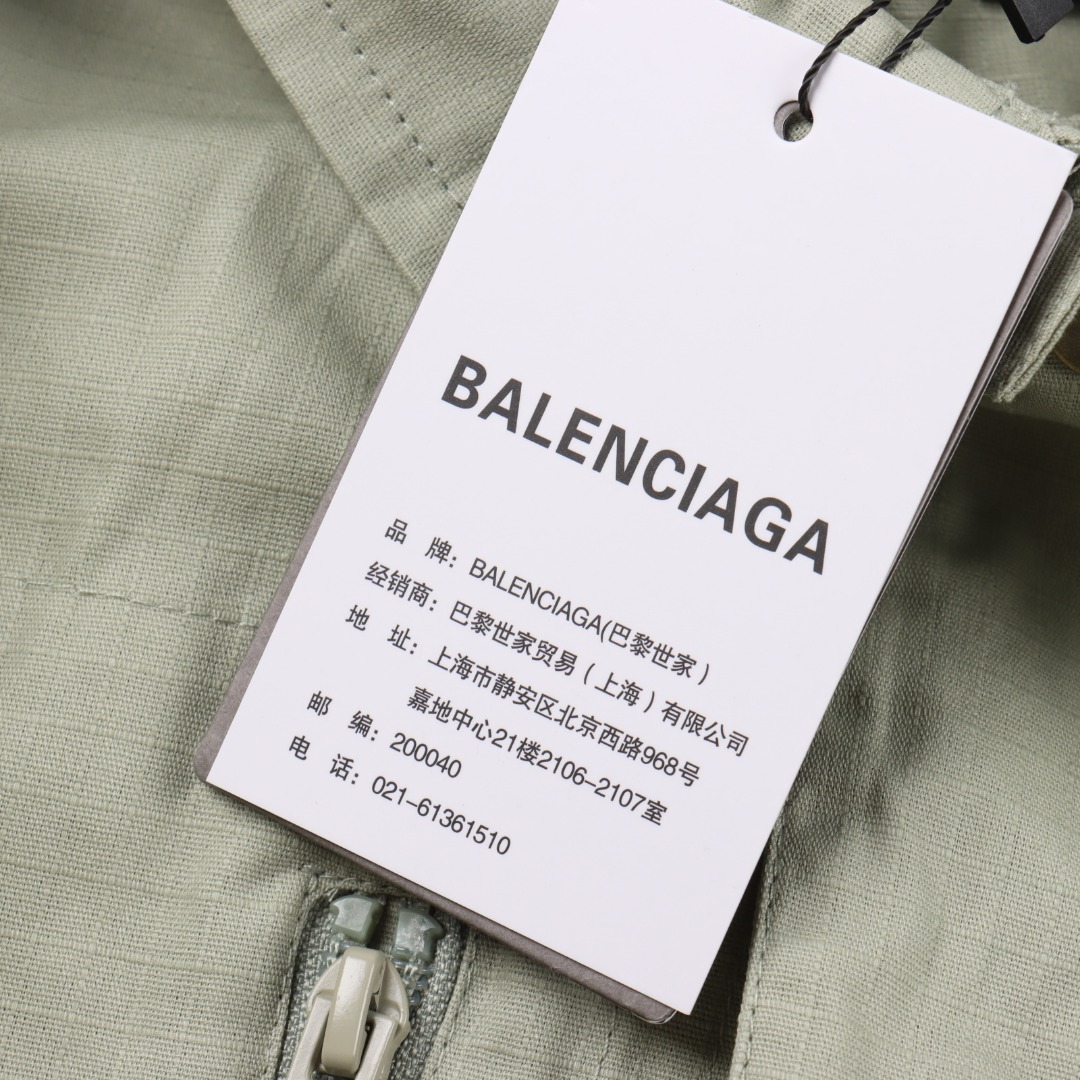 Balenciaga/巴黎世家 BLCG 25FW 单排工装衬衫外套 黑色/绿色