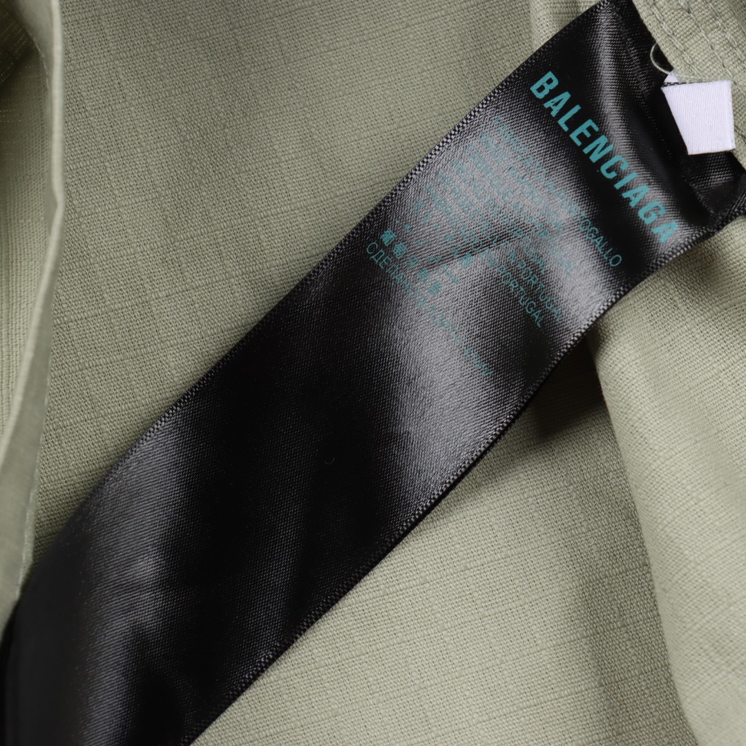 Balenciaga/巴黎世家 BLCG 25FW 单排工装衬衫外套 黑色/绿色