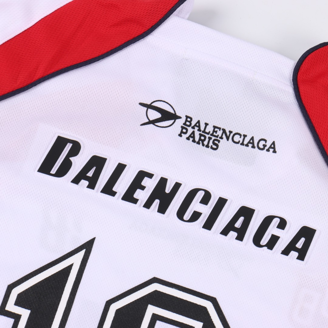 Balenciaga丨巴黎世家 运动网眼平纹长袖球衣 黑色 白色