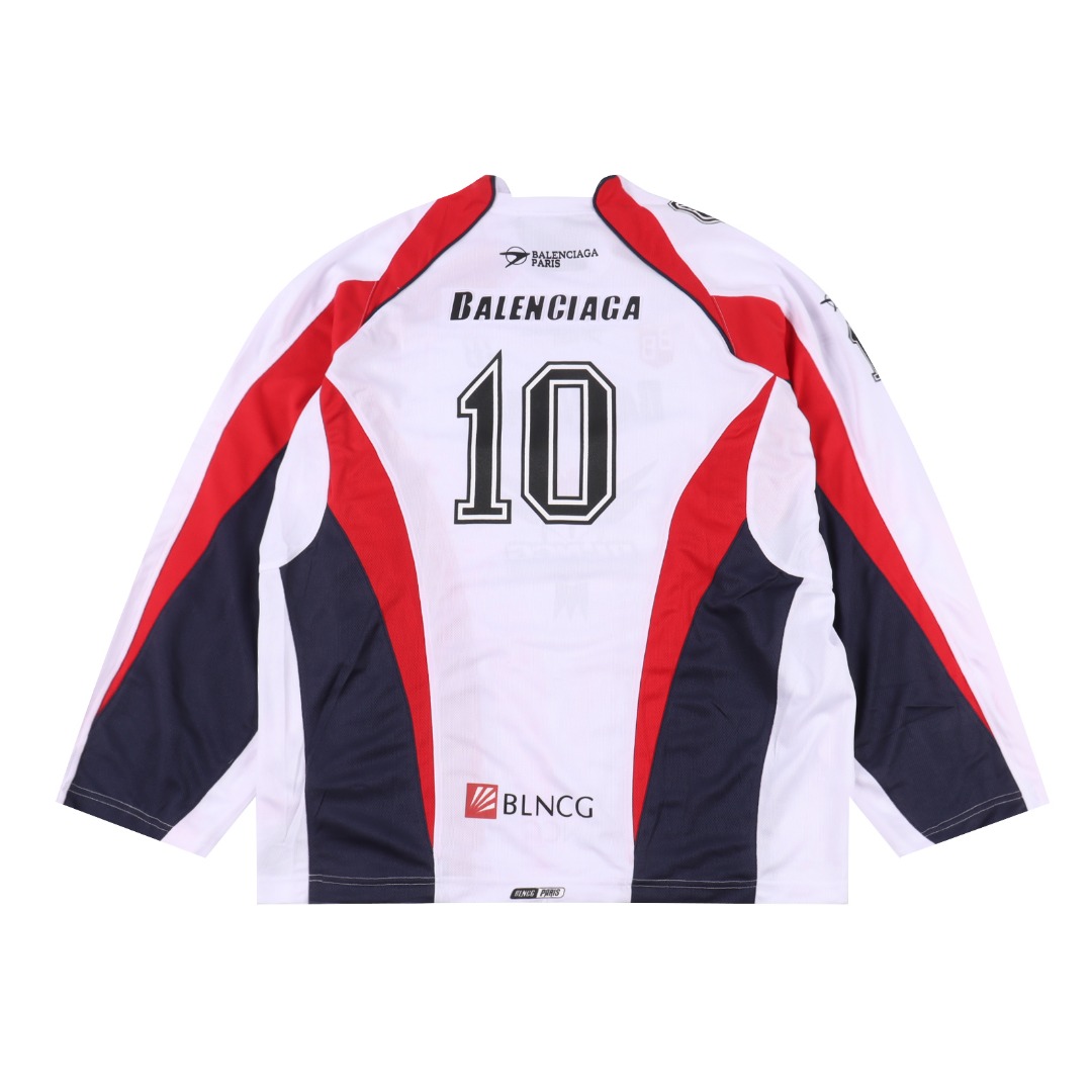 Balenciaga丨巴黎世家 运动网眼平纹长袖球衣 黑色 白色