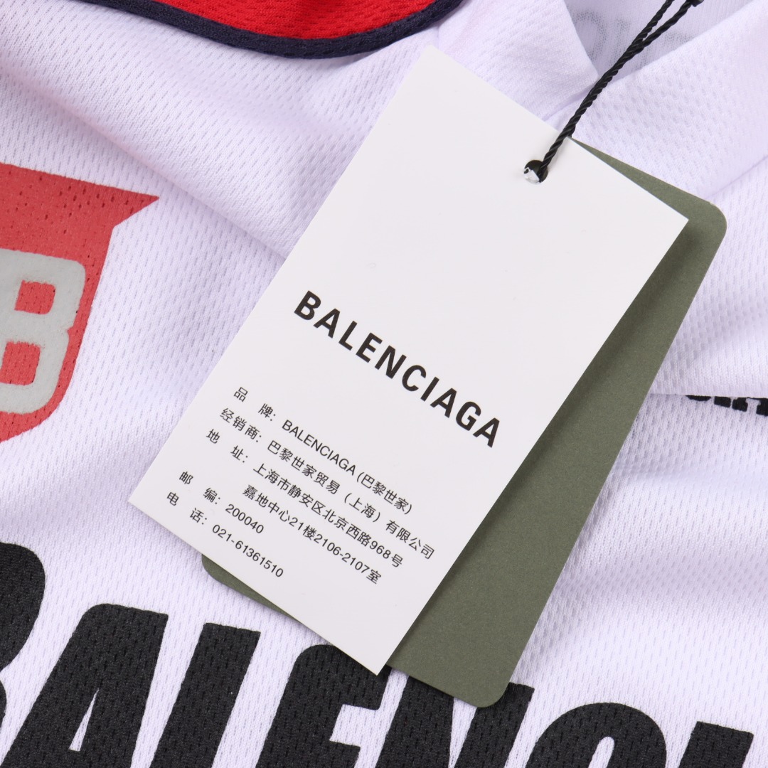 Balenciaga丨巴黎世家 运动网眼平纹长袖球衣 黑色 白色