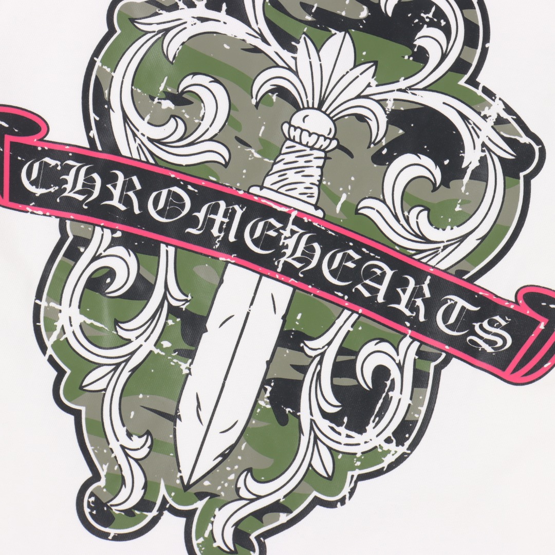 Chrome hearts/克罗心绿色大宝剑印花长袖黑色/白色