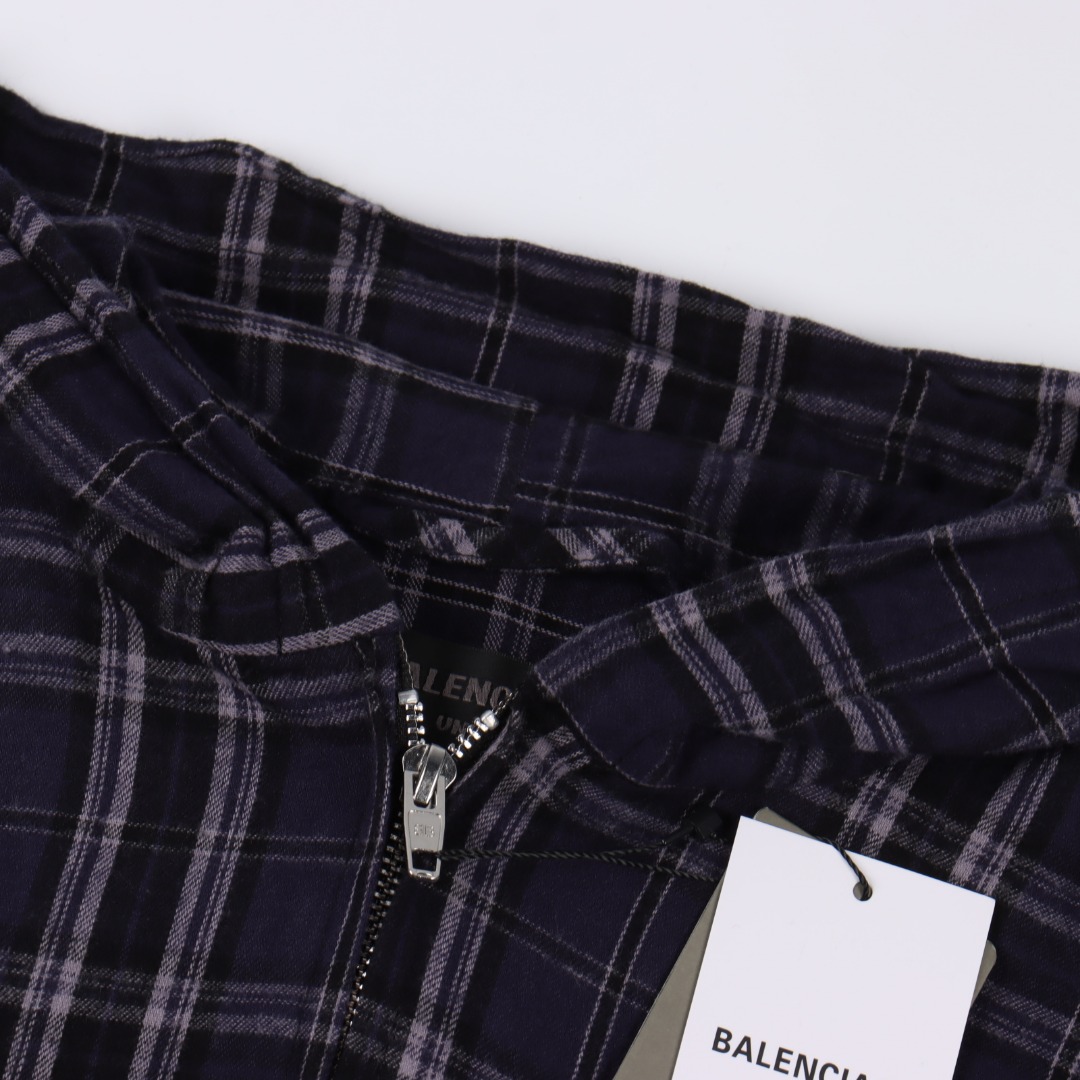 Balenciaga/巴黎世家 BLCG 25FW蓝格纹贴布绣套装外套-Chinese UA Cheap High Quatity Brand Clothes Bags handbags Sneakers wholesale wholesaler seller from China Factory suppliers Fashion Clothing Shoes best Quality Beautiful Price Balenciaga/巴黎世家 BLCG 25FW蓝格纹贴布绣套装外套