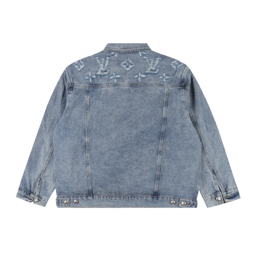 Louis Vuitton路易威登 1V 25FW 猫须破洞老花牛仔夹克外套-Chinese UA Cheap High Quatity Brand Clothes Bags handbags Sneakers wholesale wholesaler seller from China Factory suppliers Fashion Clothing Shoes best Quality Beautiful Price Louis Vuitton路易威登 1V 25FW 猫须破洞老花牛仔夹克外套