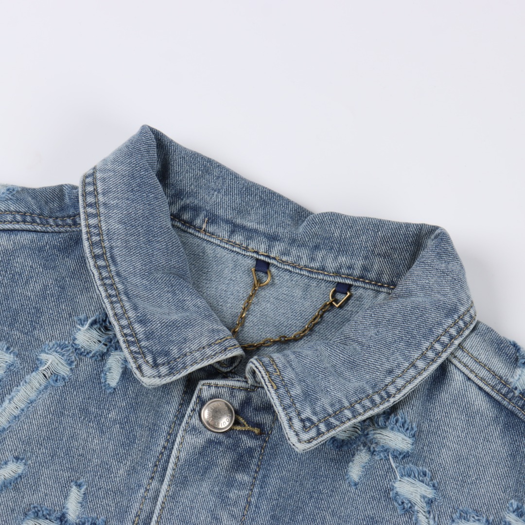 Louis Vuitton路易威登 1V 25FW 猫须破洞老花牛仔夹克外套-Chinese UA Cheap High Quatity Brand Clothes Bags handbags Sneakers wholesale wholesaler seller from China Factory suppliers Fashion Clothing Shoes best Quality Beautiful Price Louis Vuitton路易威登 1V 25FW 猫须破洞老花牛仔夹克外套