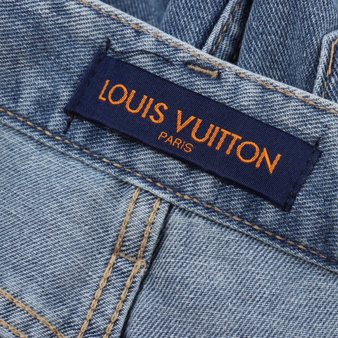 Louis Vuitton路易威登 1V 25FW 猫须破洞老花牛仔长裤-Chinese UA Cheap High Quatity Brand Clothes Bags handbags Sneakers wholesale wholesaler seller from China Factory suppliers Fashion Clothing Shoes best Quality Beautiful Price Louis Vuitton路易威登 1V 25FW 猫须破洞老花牛仔长裤