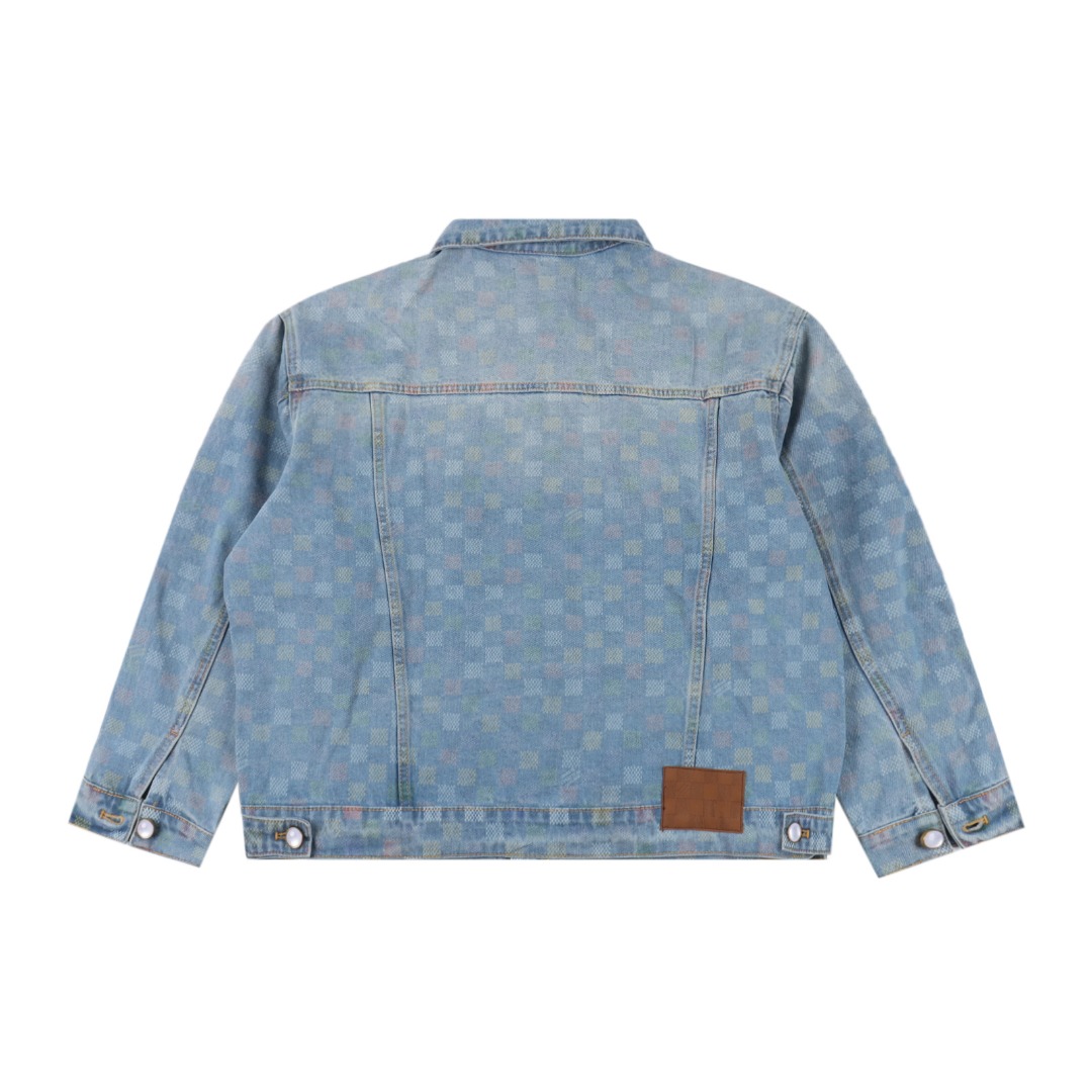 Louis Vuitton路易威登 1V 25FW 五彩小棋盘格满印牛仔夹克外套-Chinese UA Cheap High Quatity Brand Clothes Bags handbags Sneakers wholesale wholesaler seller from China Factory suppliers Fashion Clothing Shoes best Quality Beautiful Price Louis Vuitton路易威登 1V 25FW 五彩小棋盘格满印牛仔夹克外套