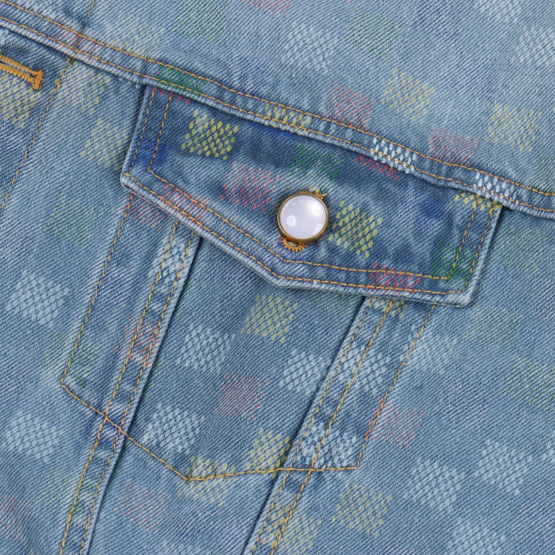 Louis Vuitton路易威登 1V 25FW 五彩小棋盘格满印牛仔夹克外套-Chinese UA Cheap High Quatity Brand Clothes Bags handbags Sneakers wholesale wholesaler seller from China Factory suppliers Fashion Clothing Shoes best Quality Beautiful Price Louis Vuitton路易威登 1V 25FW 五彩小棋盘格满印牛仔夹克外套