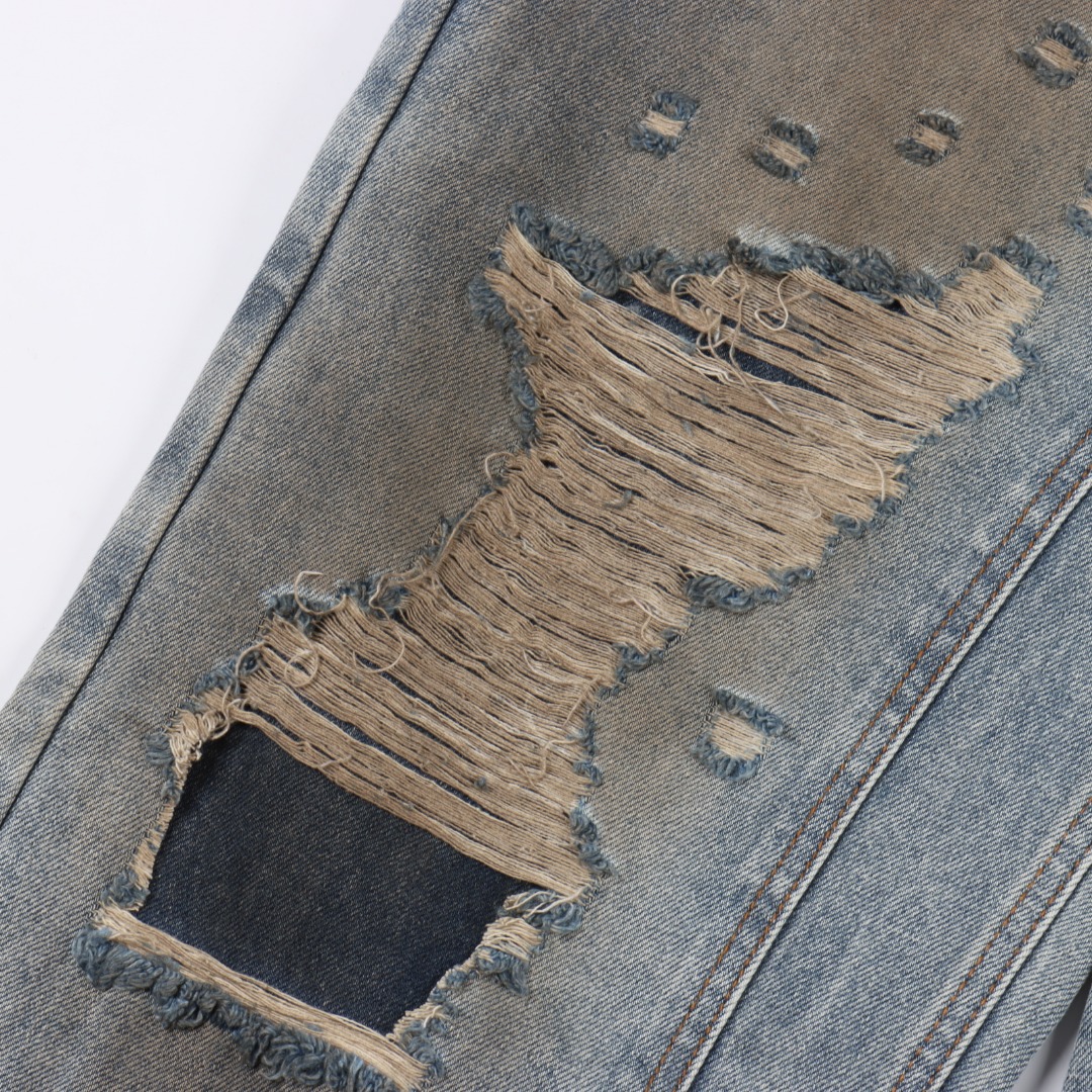 MM6 Maison Margiela SS25 中腰舒适隐藏式拉链做旧效果牛仔裤