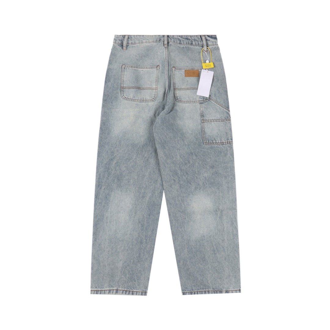 MM6 Maison Margiela SS25 中腰舒适隐藏式拉链做旧效果牛仔裤