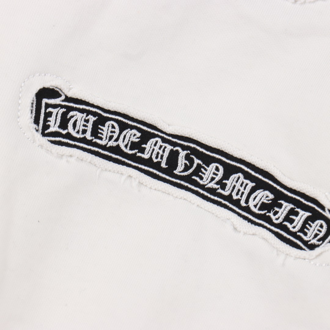 Chrome Hearts/克罗心 重工十字架贴布刺绣水洗烧花连帽卫衣 水洗黑 水洗白