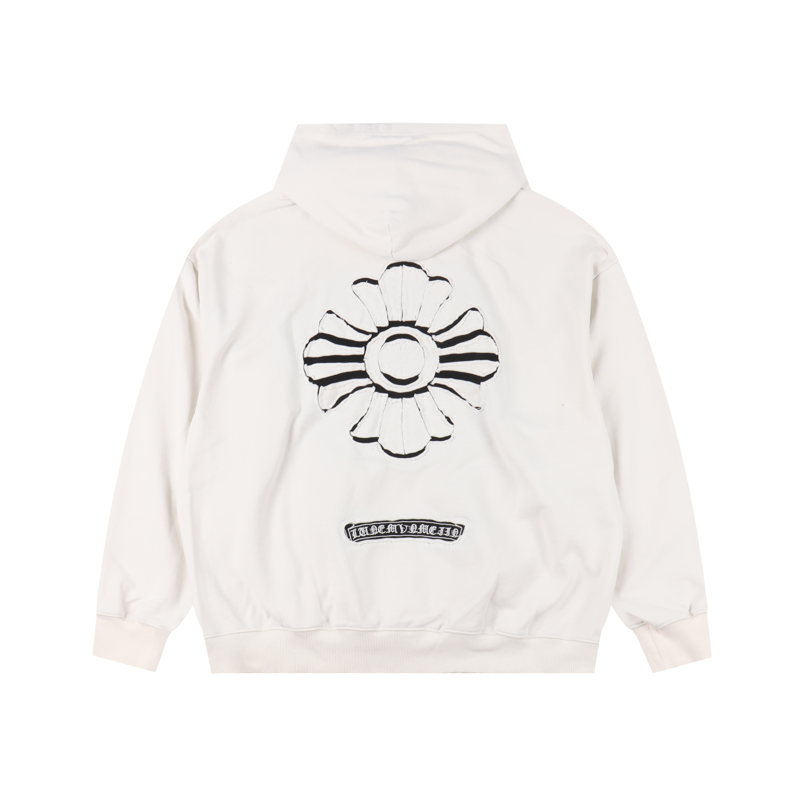 Chrome Hearts/克罗心 重工十字架贴布刺绣水洗烧花连帽卫衣 水洗黑 水洗白