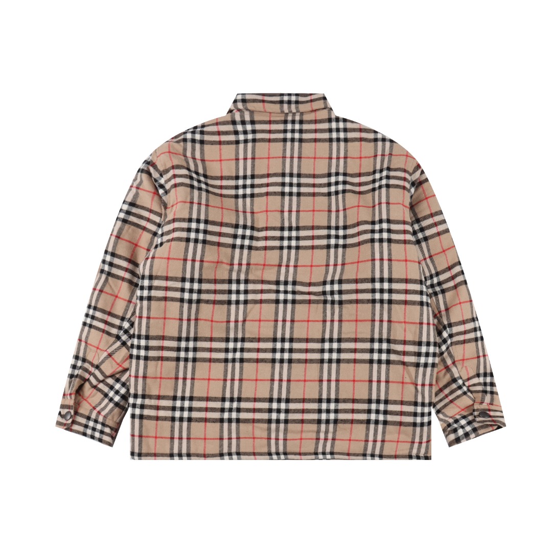 Burberry/巴宝莉 BBR 25FW 经典羊毛格纹羊羔毛棉服外套