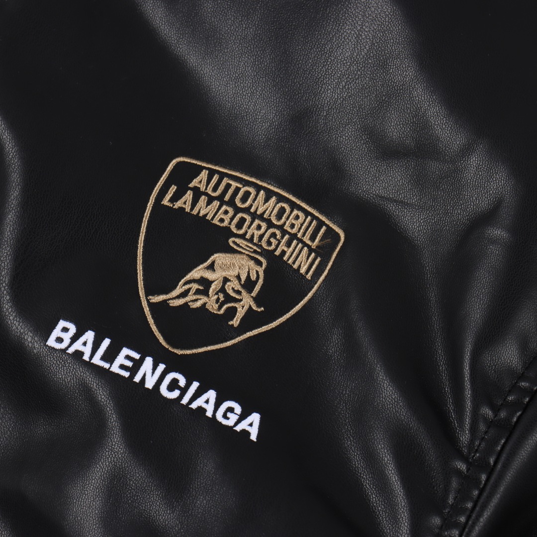 Balenciaga/巴黎世家 BLCG 25FW 兰博基尼联名刺绣棒球飞行皮夹克