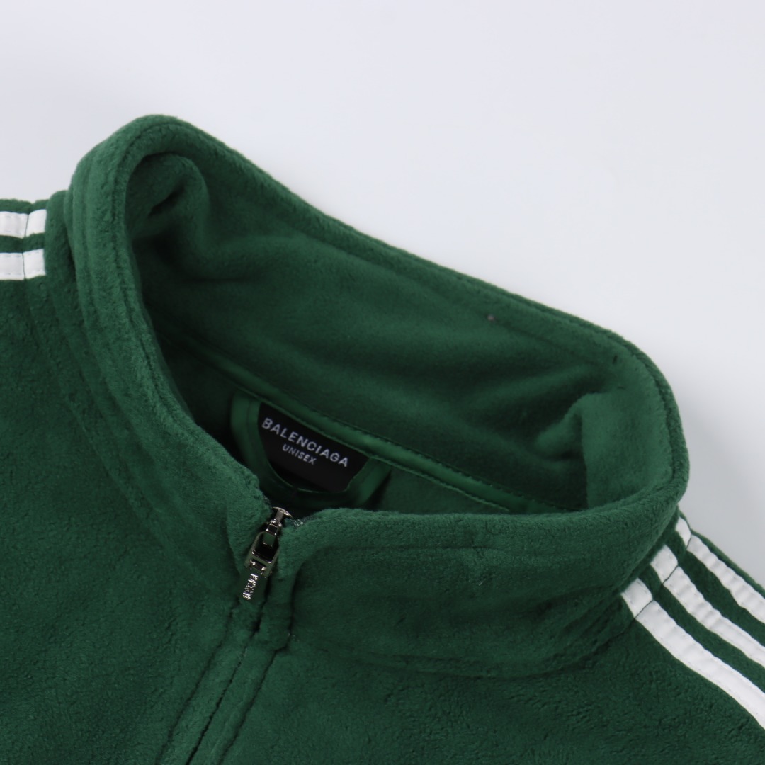 Balenciaga/巴黎世家 BLCG 25FW 五道杠拉条半环刺绣摇粒绒棉服外套