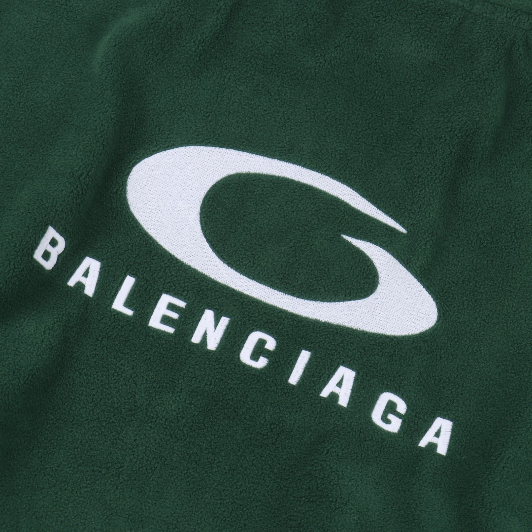 Balenciaga/巴黎世家 BLCG 25FW 五道杠拉条半环刺绣摇粒绒棉服外套