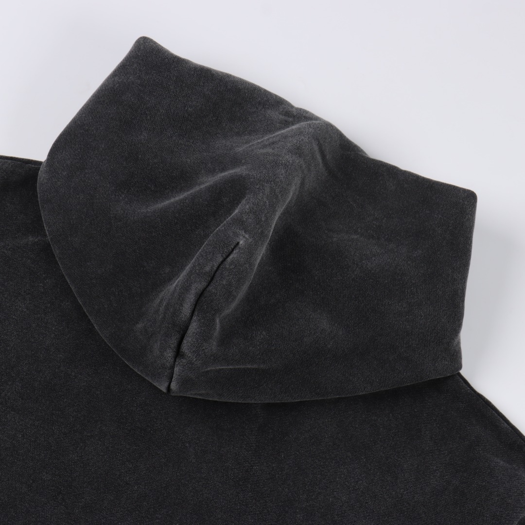 Acne Studios 水洗褪色后背小硅胶做旧连帽卫衣 洗水黑