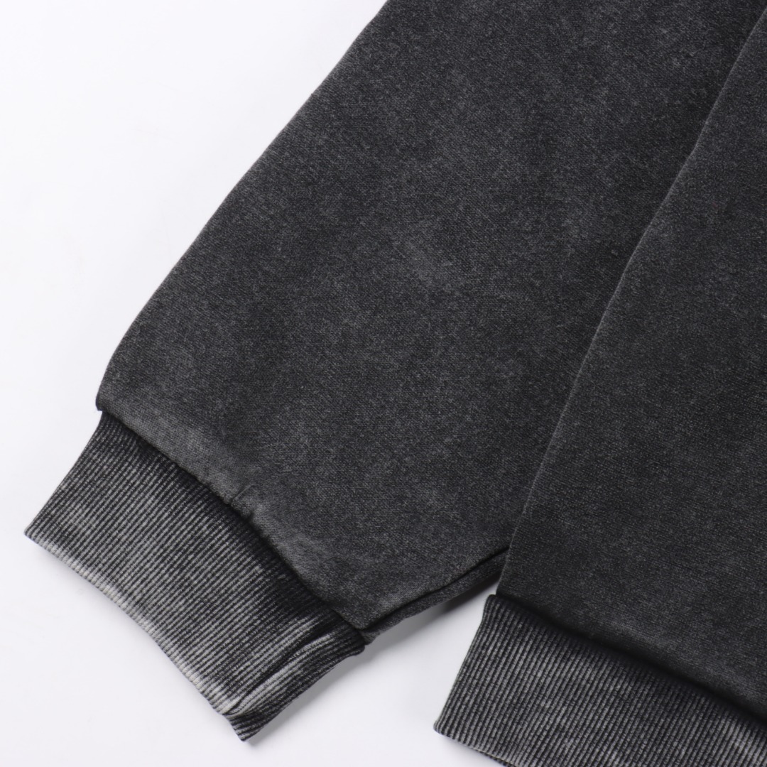 Acne Studios 水洗褪色后背小硅胶做旧连帽卫衣 洗水黑