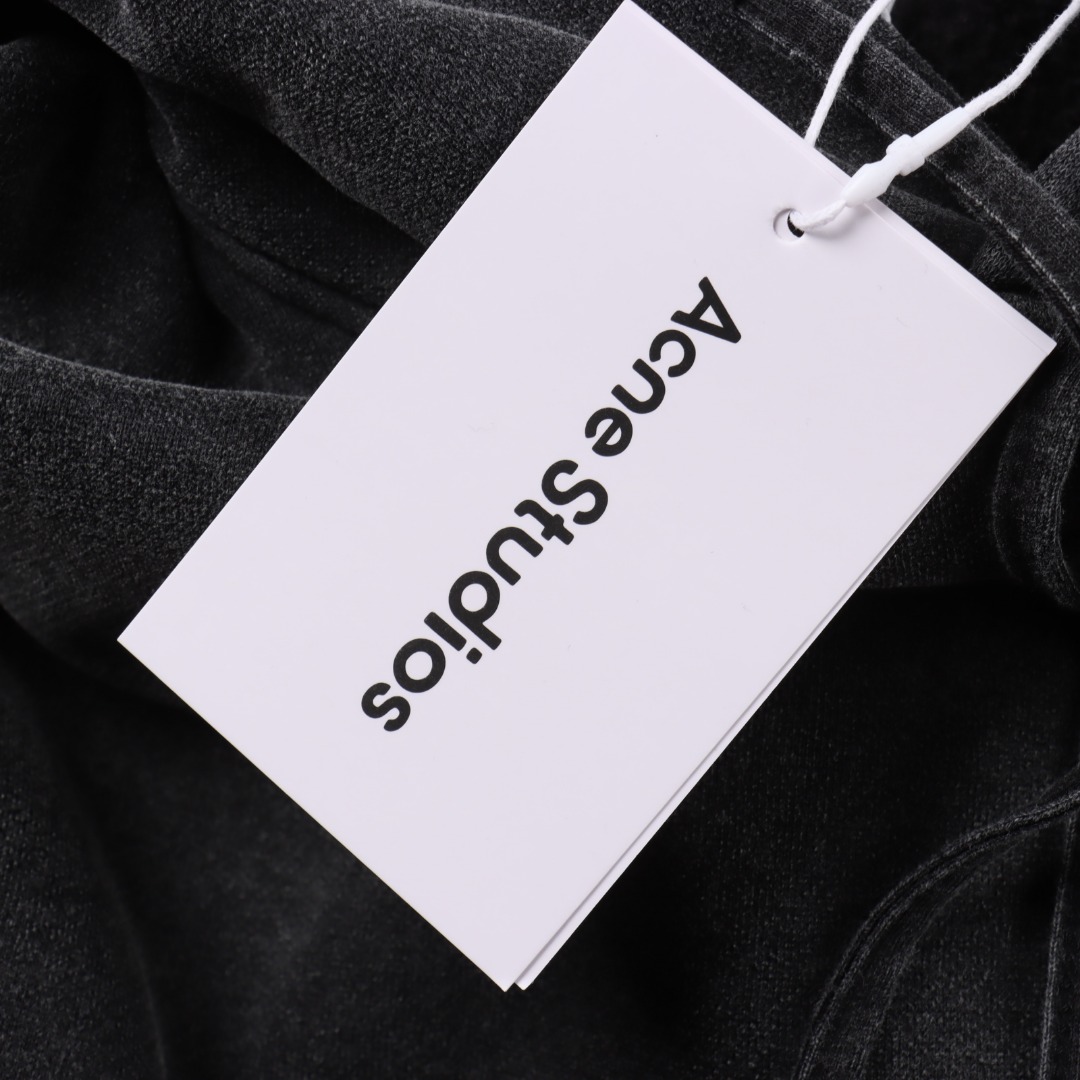 Acne Studios 水洗褪色后背小硅胶做旧连帽卫衣 洗水黑