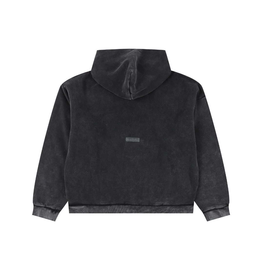 Acne Studios 水洗褪色后背小硅胶做旧连帽卫衣 洗水黑