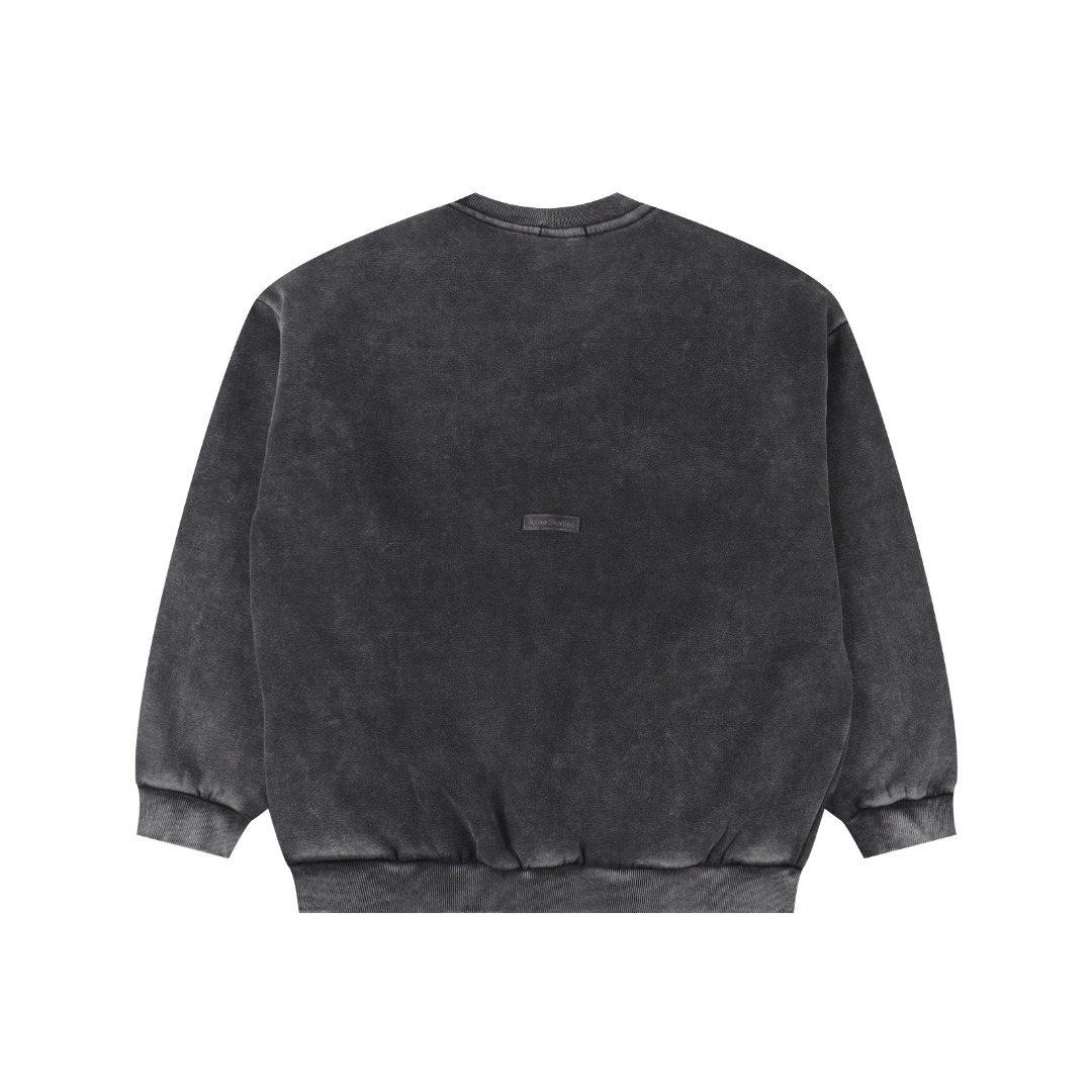 Acne Studios 水洗褪色后背小硅胶做旧圆领卫衣 洗水黑