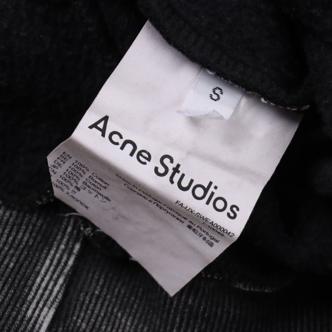 Acne Studios 水洗褪色后背小硅胶做旧圆领卫衣 洗水黑