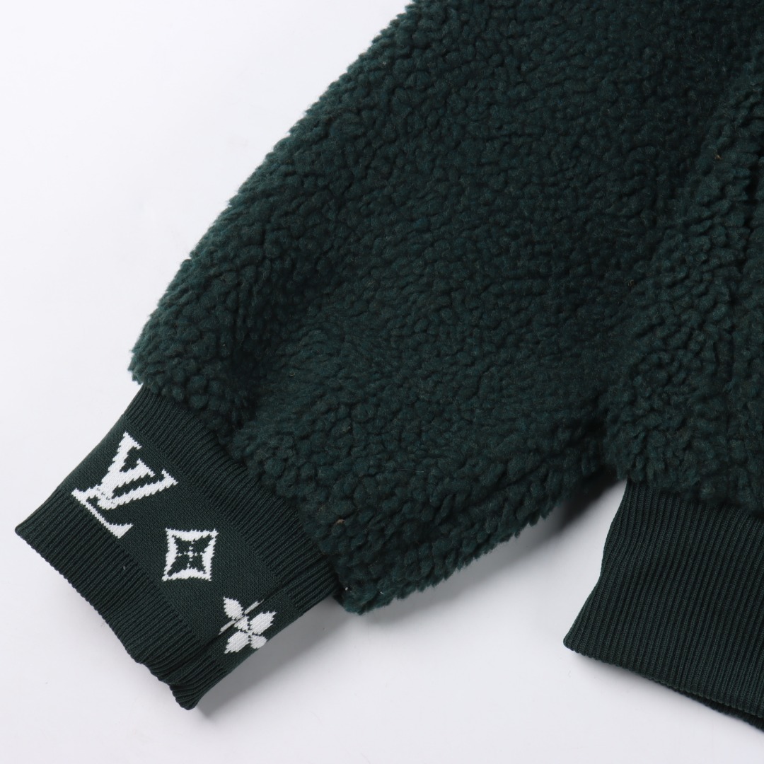 Louis Vuitton/路易威登 1V 25FW 皮标袖口提花摇粒绒棉服外套