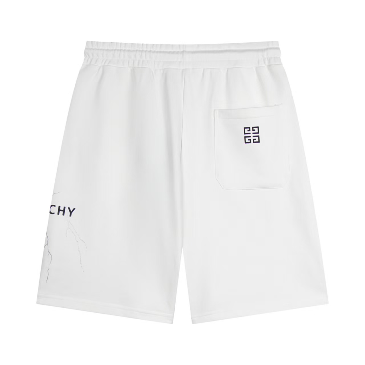 Givenchy Men's White Lightning Logo Cotton Blend Sweat Shorts 2 i1739372741041 7162 0 1