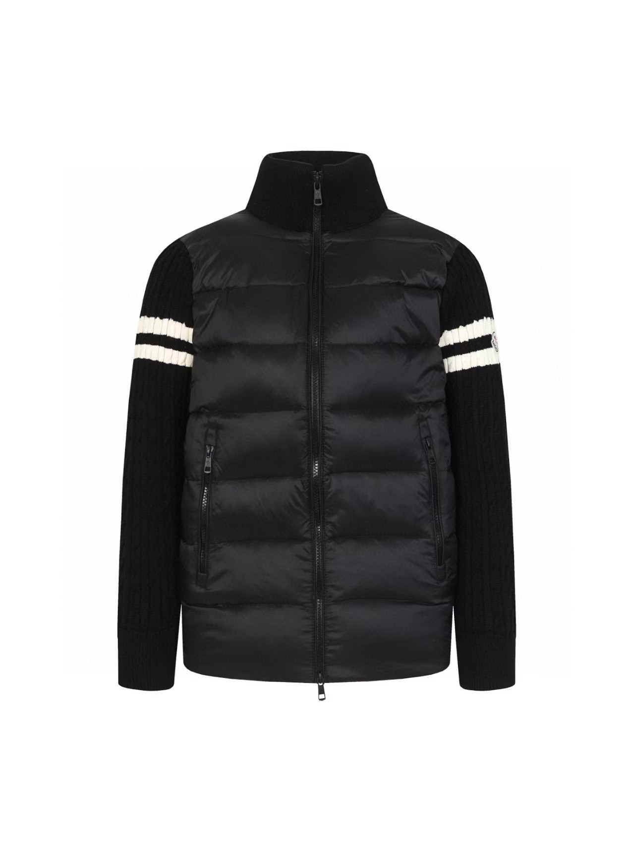 Moncler Wool-Knit Panel Down Jacket Lightweight Warm Luxury Winter Coat