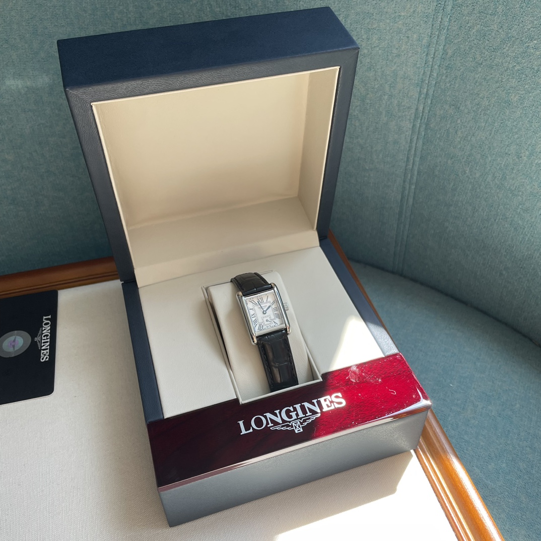 Longines שעונים כחול כסף נשים עור קרוקודיל מיני Quartz Movement