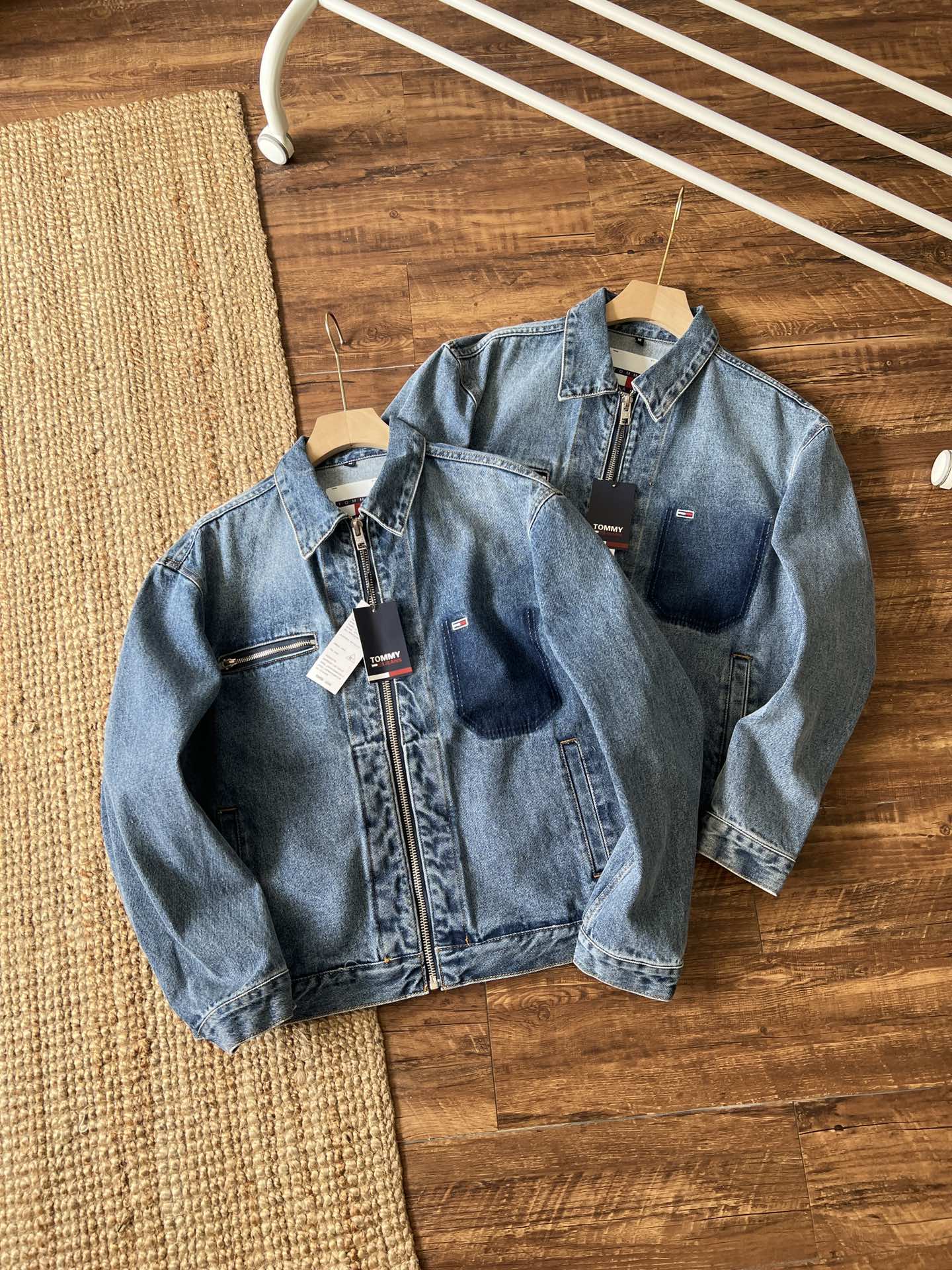 Tommy Kleding Jas &Jassen Blauw Denim blauw Katoen Herfstcollectie Vintage