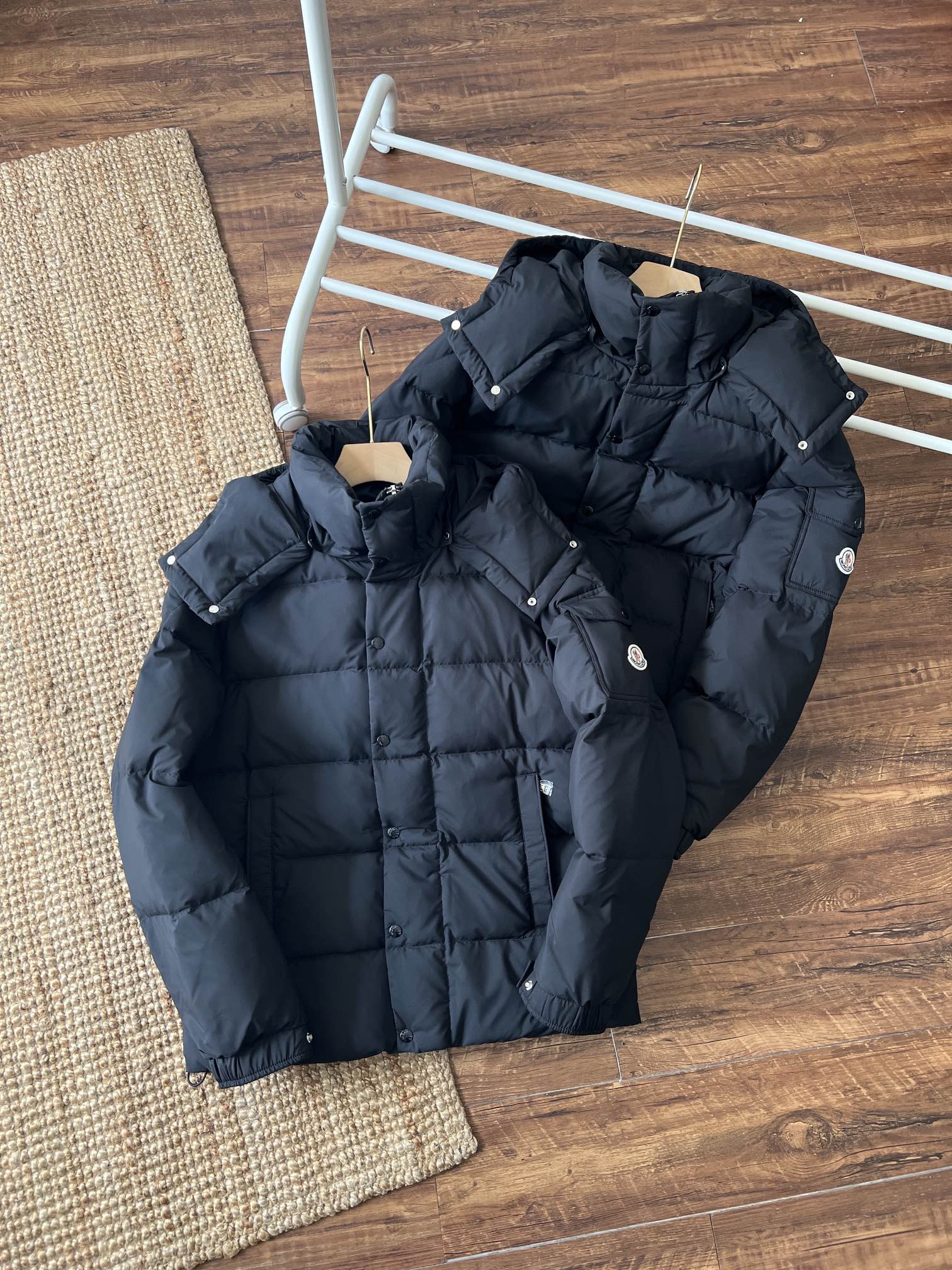 Moncler Kleding Bontmantel Zwart Wit Unisex Witte eend naar beneden Wintercollectie