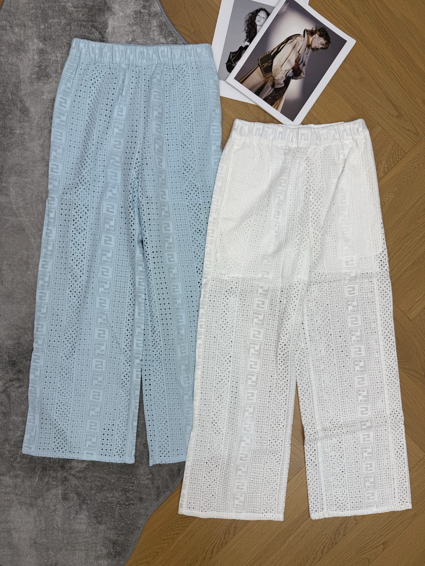 FD家 2026夏季新款 镂空刺绣阔腿裤 标志性的FF老花藏进网格刺绣里 每一处镂空都透着透气的清爽感 