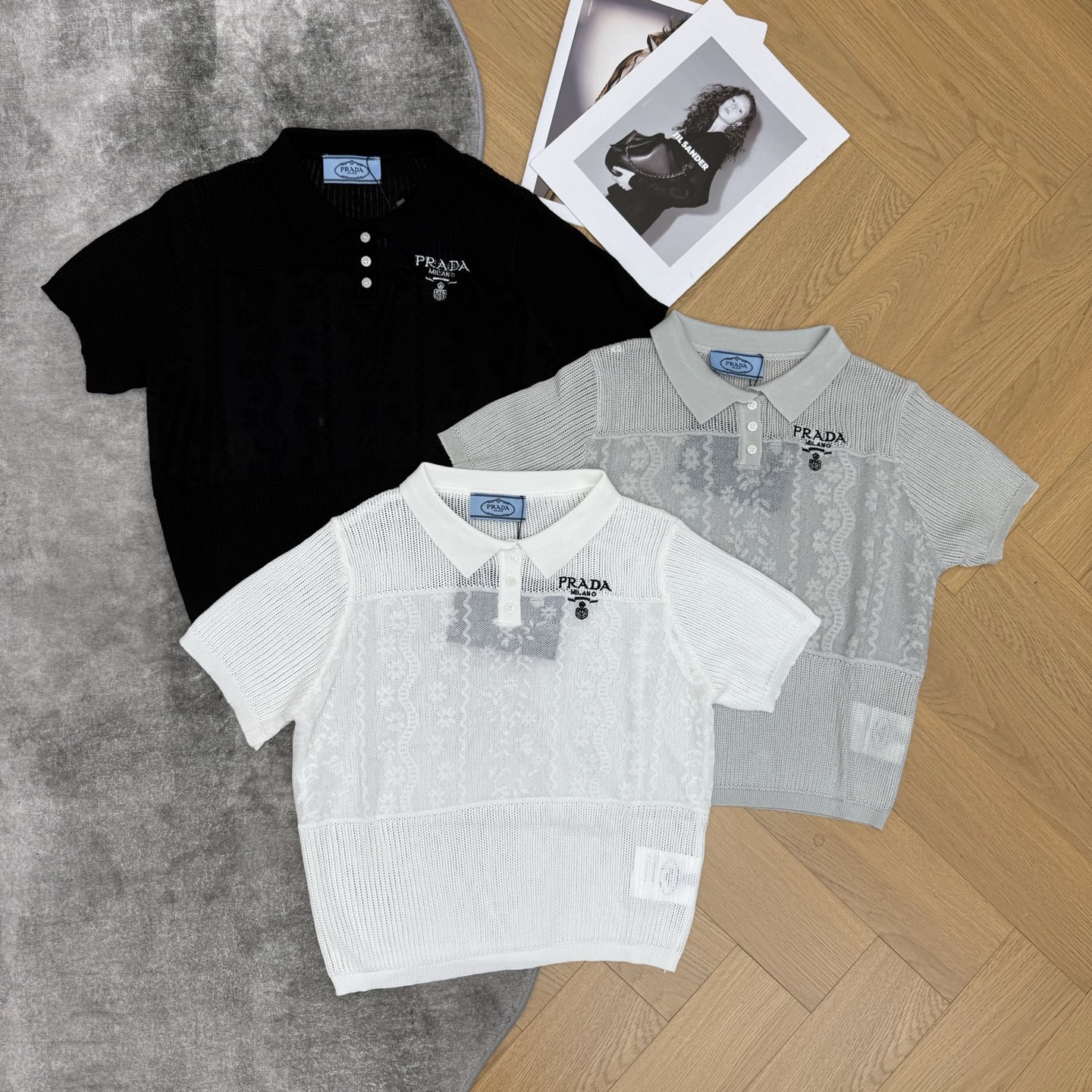 PD家 26夏季新款 polo针织短袖 采用轻薄透气天丝混纺面料 夏天穿超舒服 POLO领+镂空花纹拼接