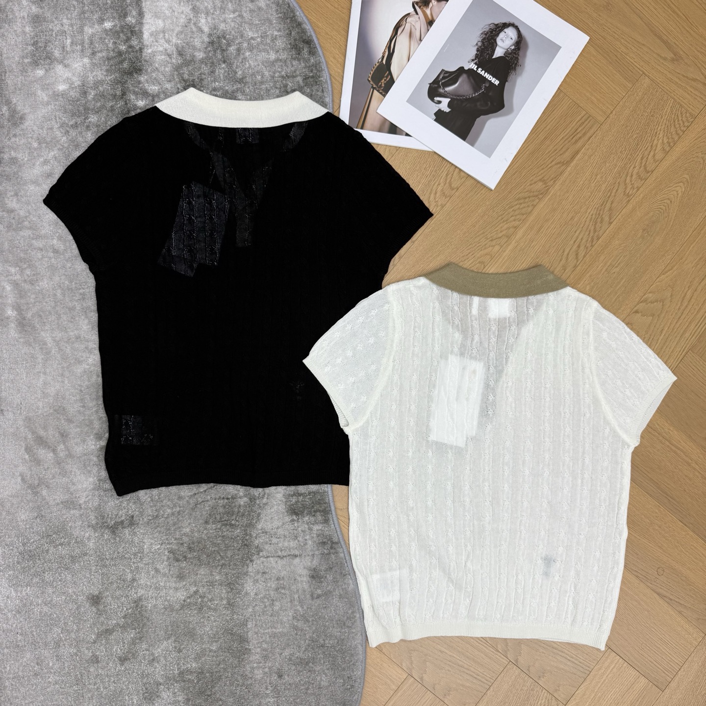 D家 26夏季新款 撞色翻领绞花针织Polo短袖，超薄镂空绞花针织面料，通透透气，夏日上身无闷热感，撞色
